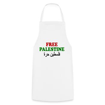 Free palestine فلسطين حرة - Tablier de cuisine - blanc - Devant - AI Model Male 185 dark (185cm)
