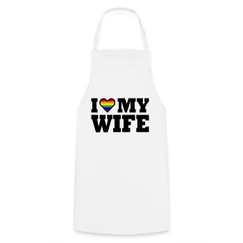 I love my wife - Tablier de cuisine - blanc - Devant - AI Model Male 185 dark (185cm)
