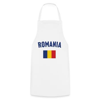 Romania Flag - Cooking Apron - white - Front - AI Model Male 185 dark (185cm)