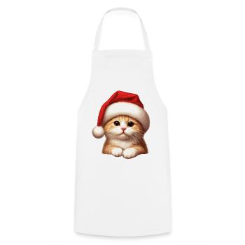 Cat Santa Claus - Cooking Apron - white - Front - AI Model Male 185 dark (185cm)