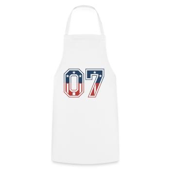 Anzahl 07 USA - Kochschürze - Weiß - Vorne - AI Model Male 185 dark (185cm)