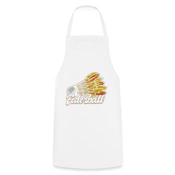 Retro Classic Federball Badminton Shuttlecock - Kochschürze - Weiß - Vorne - AI Model Male 185 dark (185cm)