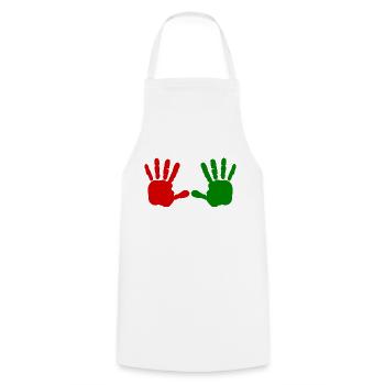 Iran - Main rouge - main de sang - BLOODY HAND - Tablier de cuisine - blanc - Devant - AI Model Male 185 dark (185cm)