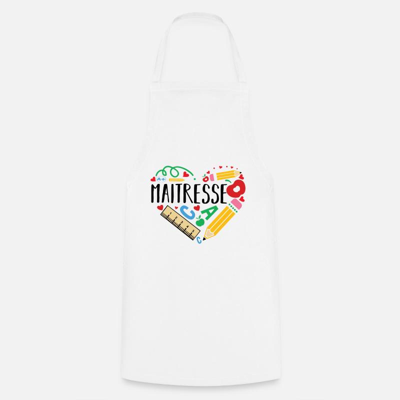 Maitresse idée de cadeau pour maîtresse d' école - Tablier de cuisine - blanc