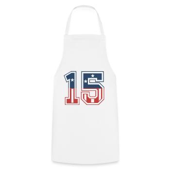 Nummer 15 USA - Kochschürze - Weiß - Vorne - AI Model Male 185 dark (185cm)