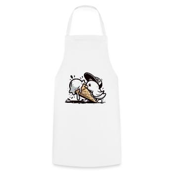 Cool seagull with cap in ice rush - Cooking Apron - white - Front - AI Model Male 185 dark (185cm)