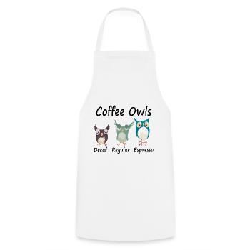 Coffee owls Geschenk Barista Kaffeeliebhaber - Kochschürze - Weiß - Vorne - AI Model Male 185 dark (185cm)