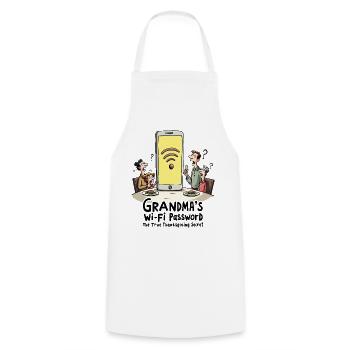 Grandma's Wi-Fi password - Cooking Apron - white - Front - AI Model Male 185 dark (185cm)