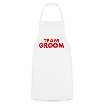 Team groom - Kochschürze - Weiß - Vorne - AI Model Male 185 dark (185cm)