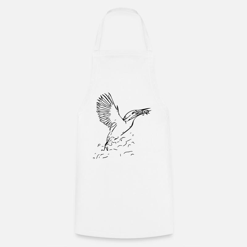 Martin-pêcheur avec poisson - Tablier de cuisine - blanc