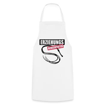 63 Erziehungs-Berechtigter Peitsche - Kochschürze - Weiß - Vorne - AI Model Male 185 dark (185cm)