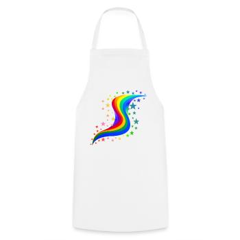 Arc-en-ciel avec étoiles - Rainbow with stars - Tablier de cuisine - blanc - Devant - AI Model Male 185 dark (185cm)