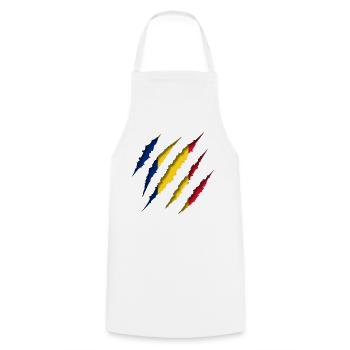 CRACKS ROMANIA FLAG - Cooking Apron - white - Front - AI Model Male 185 dark (185cm)