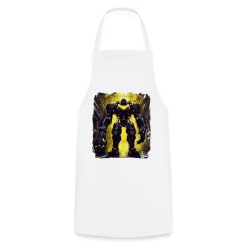 Futuristic Cyberpunk Mech Warrior Sci Fi Robot - Cooking Apron - white - Front - AI Model Male 185 dark (185cm)