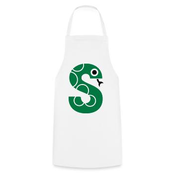 letter S - Cooking Apron - white - Front - AI Model Male 185 dark (185cm)