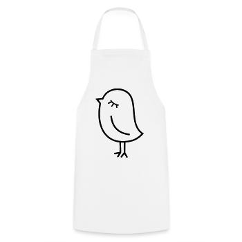 Spatz Vogel – Piepmatz Küken Tweet Vögelchen - Kochschürze - Weiß - Vorne - AI Model Male 185 dark (185cm)