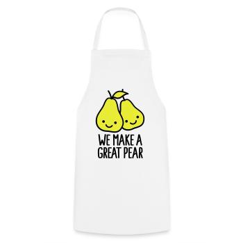 We make a great pear - Cooking Apron - white - Front - AI Model Male 185 dark (185cm)