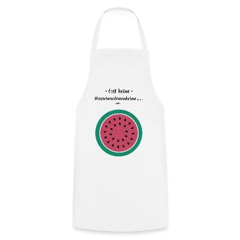 Umstandsmode - Esst keine Wassermelonenkerne - Kochschürze - Weiß - Vorne - AI Model Male 185 dark (185cm)