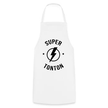 Super Tonton - Baptême - Anniversaire - Noël - Tablier de cuisine - blanc - Devant - AI Model Male 185 dark (185cm)