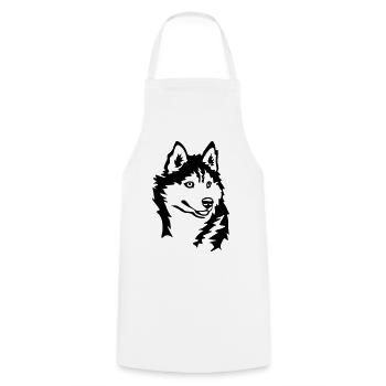 Tête de Husky - Tablier de cuisine - blanc - Devant - AI Model Male 185 dark (185cm)