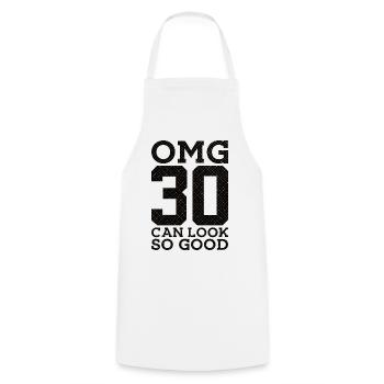 30TH BIRTHDAY HOT 30 SEXY - Cooking Apron - white - Front - AI Model Male 185 dark (185cm)