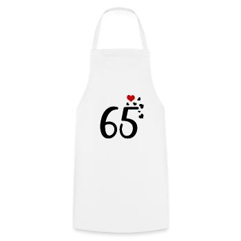 65e anniversaire cœurs 65 - Tablier de cuisine - blanc - Devant - AI Model Male 185 dark (185cm)