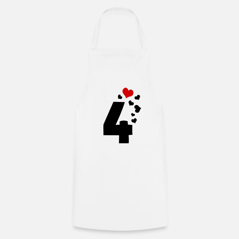 4 hearts 4th birthday - Cooking Apron - white