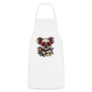 Koala mit roter Sonnenbrille und Blätterkranz - Kochschürze - Weiß - Vorne - AI Model Male 185 dark (185cm)