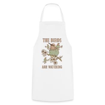 The birds are watching vintage graphic - Cooking Apron - white - Front - AI Model Male 185 dark (185cm)