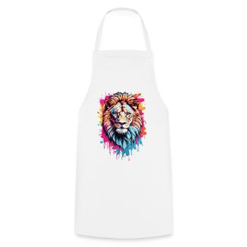 Tête de lion colorée - Tablier de cuisine - blanc - Devant - AI Model Male 185 dark (185cm)