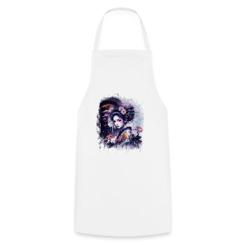 geisha, graffiti,kawaii,anime,frau,asiatin - Kochschürze - Weiß - Vorne - AI Model Male 185 dark (185cm)
