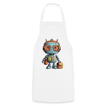 Petit robot avec cartable premier jour d’école - Tablier de cuisine - blanc - Devant - AI Model Male 185 dark (185cm)