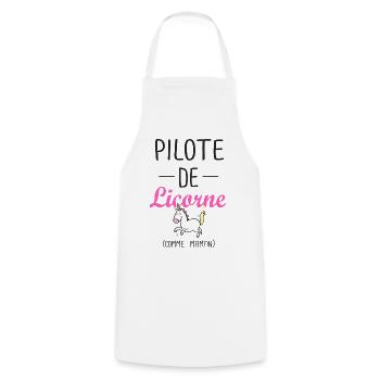 pilote de licorne maman anniversaire fille cheval - Tablier de cuisine - blanc - Devant - AI Model Male 185 dark (185cm)