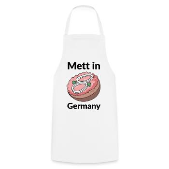 Mett in Germany - Kochschürze - Weiß - Vorne - AI Model Male 185 dark (185cm)
