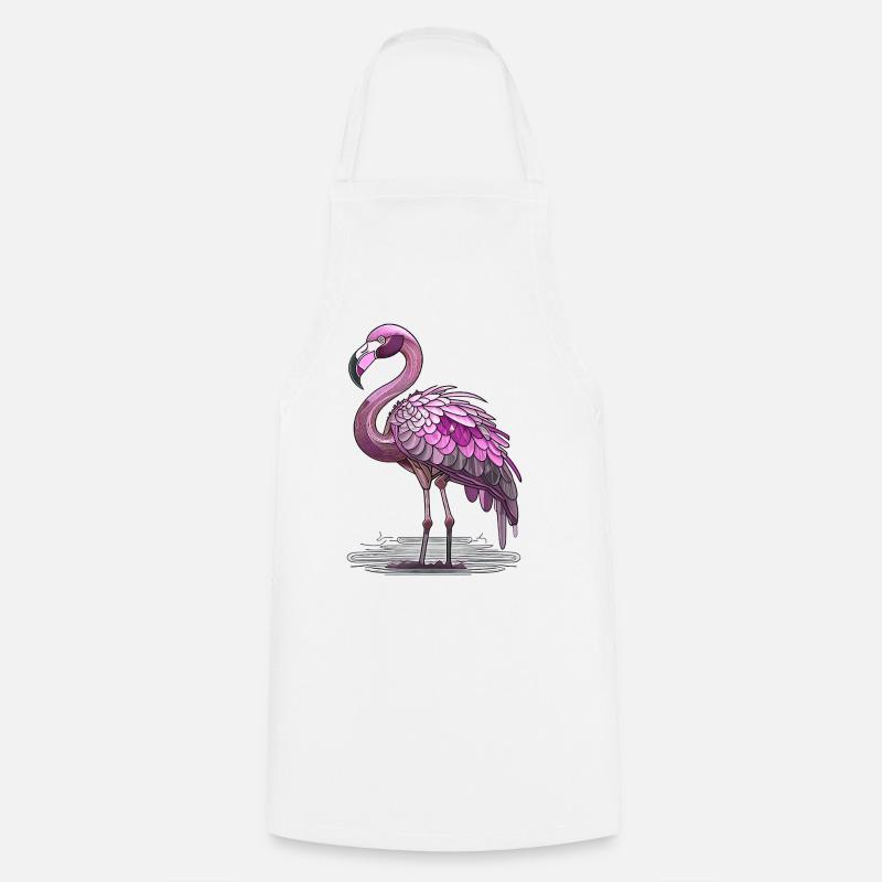Flamingo - Cooking Apron - white