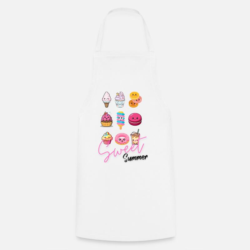 Sweet Happiness Makers – Cute Dessert Illustrations - Cooking Apron - white