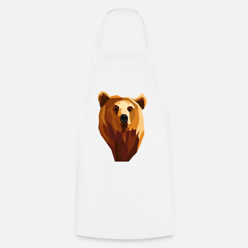 Ours géométrique low poly - Tablier de cuisine - blanc
