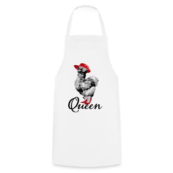Chicken with a lady's hat and high heels, silky chicken, - Cooking Apron - white - Front - AI Model Male 185 dark (185cm)