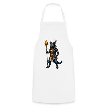 Dioscat Anubis from Epic Fantasy - Cooking Apron - white - Front - AI Model Male 185 dark (185cm)