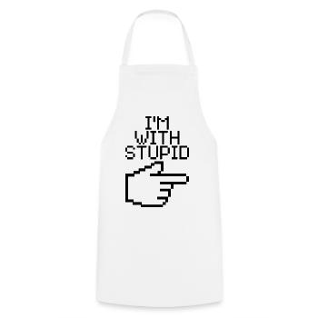 I'm With Stupid – Lustiger IT Spruch - Kochschürze - Weiß - Vorne - AI Model Male 185 dark (185cm)