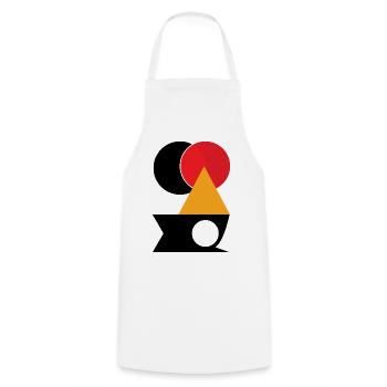 Red circle on golden triangle - Cooking Apron - white - Front - AI Model Male 185 dark (185cm)