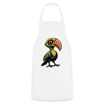 Toucan oiseau Halloween bande dessinée drôle - Tablier de cuisine - blanc - Devant - AI Model Male 185 dark (185cm)