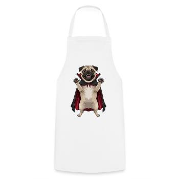 Mignon Halloween Vampire Chien Carlin Dessin animé Monstre - Tablier de cuisine - blanc - Devant - AI Model Male 185 dark (185cm)