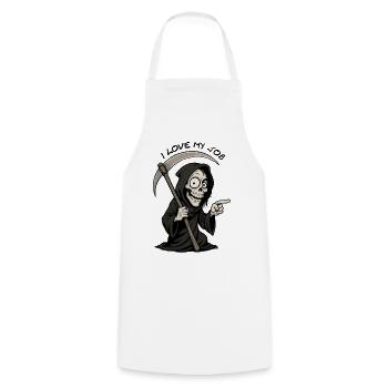 Grim Black Grim Reaper lächelt - Kochschürze - Weiß - Vorne - AI Model Male 185 dark (185cm)