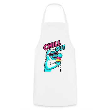 Chill Out Yeti - Kochschürze - Weiß - Vorne - AI Model Male 185 dark (185cm)