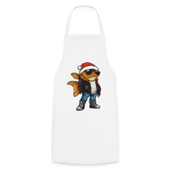 Poissons rouges Noël hiver - Tablier de cuisine - blanc - Devant - AI Model Male 185 dark (185cm)