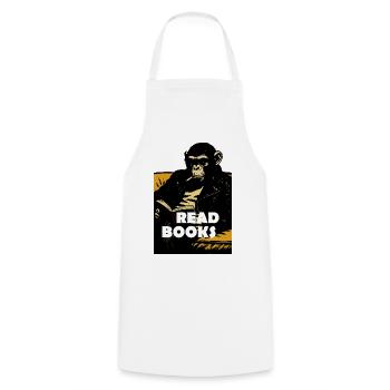 Chimp is reading books - Cooking Apron - white - Front - AI Model Male 185 dark (185cm)