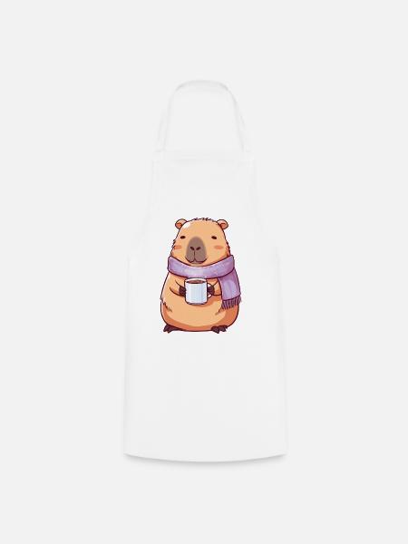 Gemütliche niedliche Kapybara – Kawaii-Tier - Kochschürze - Weiß