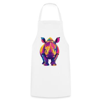 Farbenfroher Rhino Pop Art buntes Nashorn Motiv - Kochschürze - Weiß - Vorne - AI Model Male 185 dark (185cm)