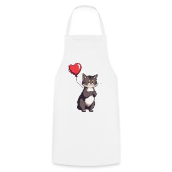 Katze mit Herz Ballon Geschenk Geburtstag - Kochschürze - Weiß - Vorne - AI Model Male 185 dark (185cm)